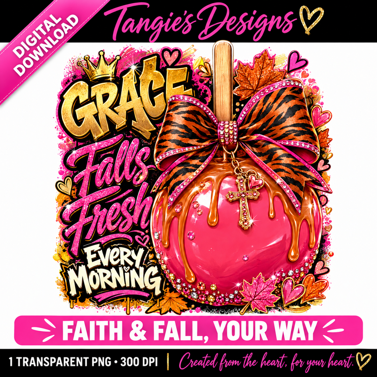 Christian Fall PNG – Grace Falls Fresh Every Morning, Fall Faith PNG