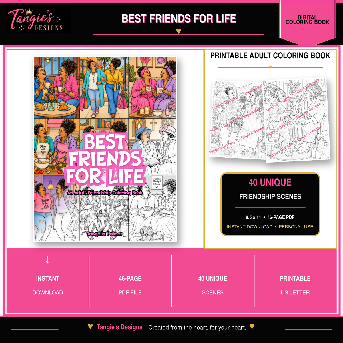 Best Friends For Life Printable Adult Friendship Coloring Book