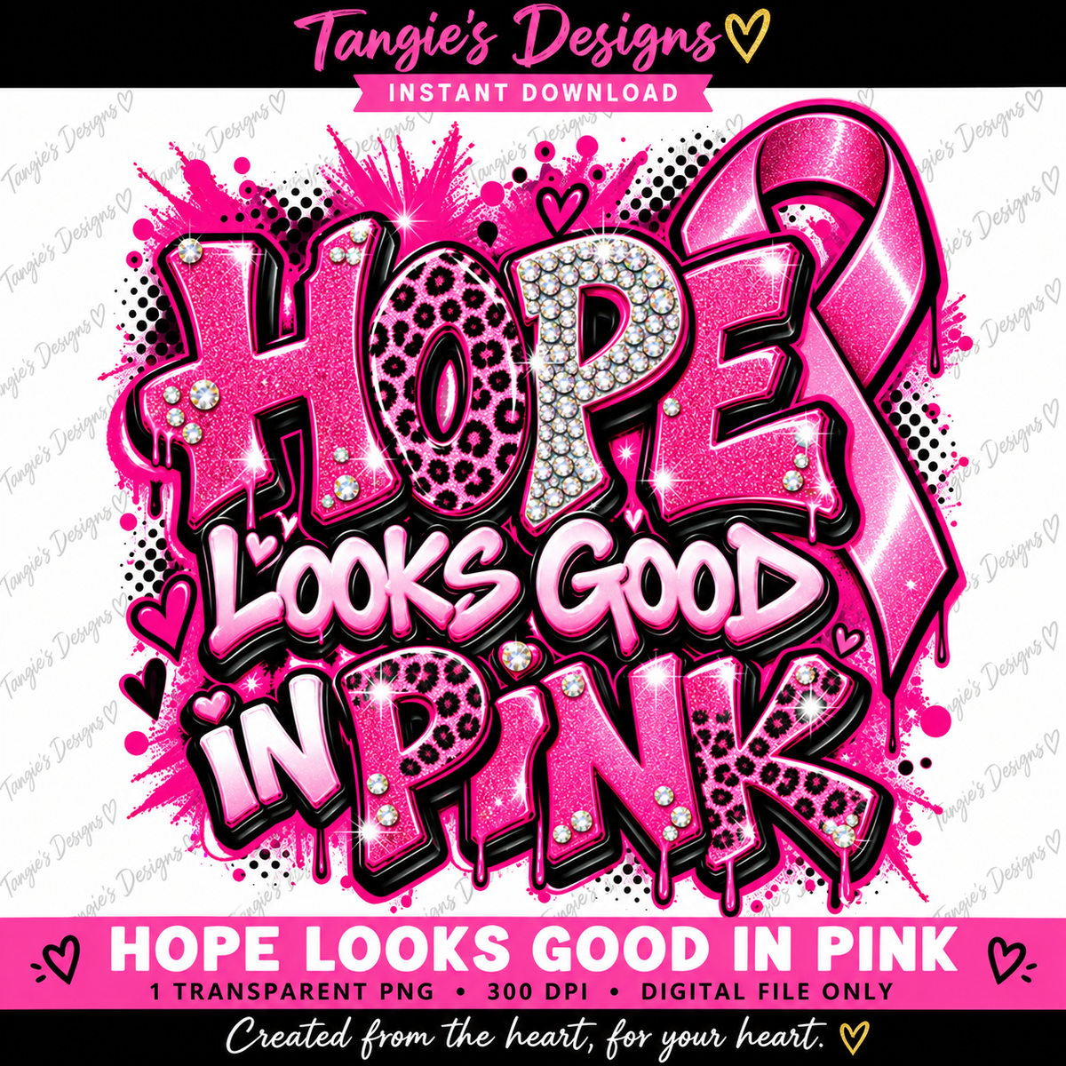 Breast Cancer Awareness PNG – Hope Looks Good in Pink, Pink Ribbon