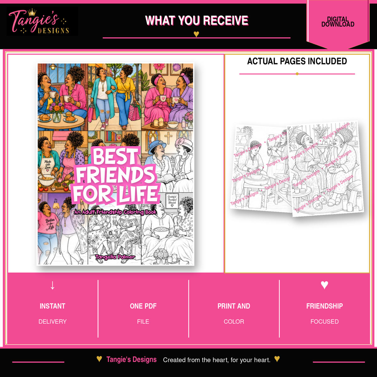 Best Friends For Life Printable Adult Friendship Coloring Book