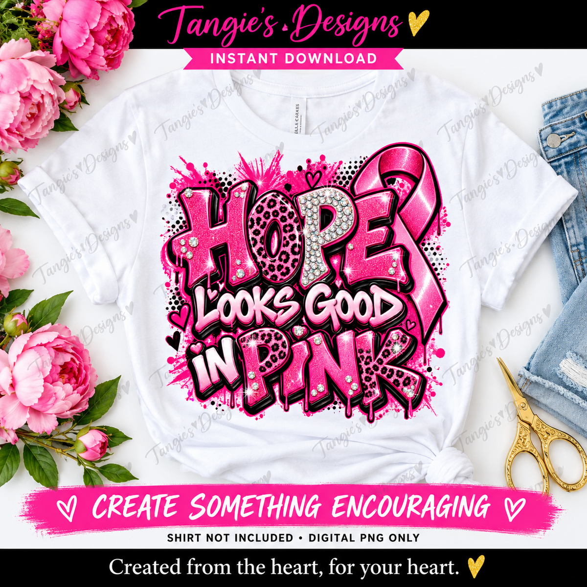 Breast Cancer Awareness PNG – Hope Looks Good in Pink, Pink Ribbon