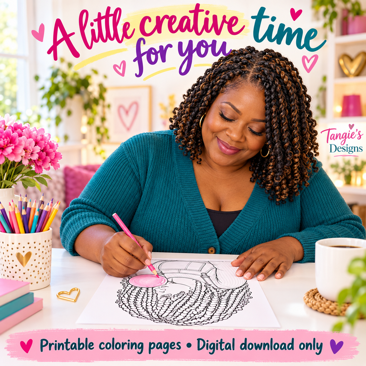 Adult Coloring Book Black Women, 30 African American Printables, Bubblegum and Beauties, Afro and Braids Coloring Pages, Digital Download