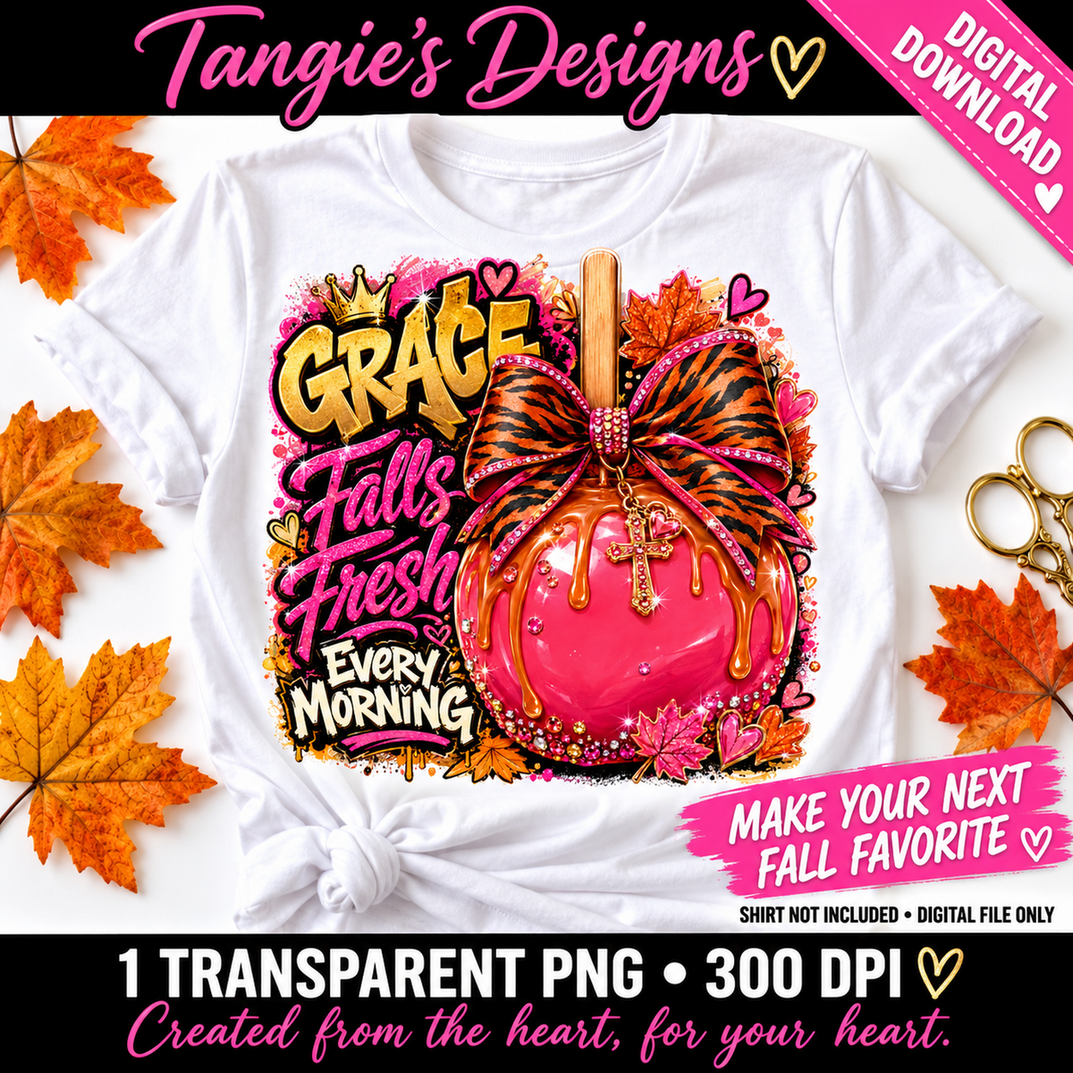 Christian Fall PNG – Grace Falls Fresh Every Morning, Fall Faith PNG