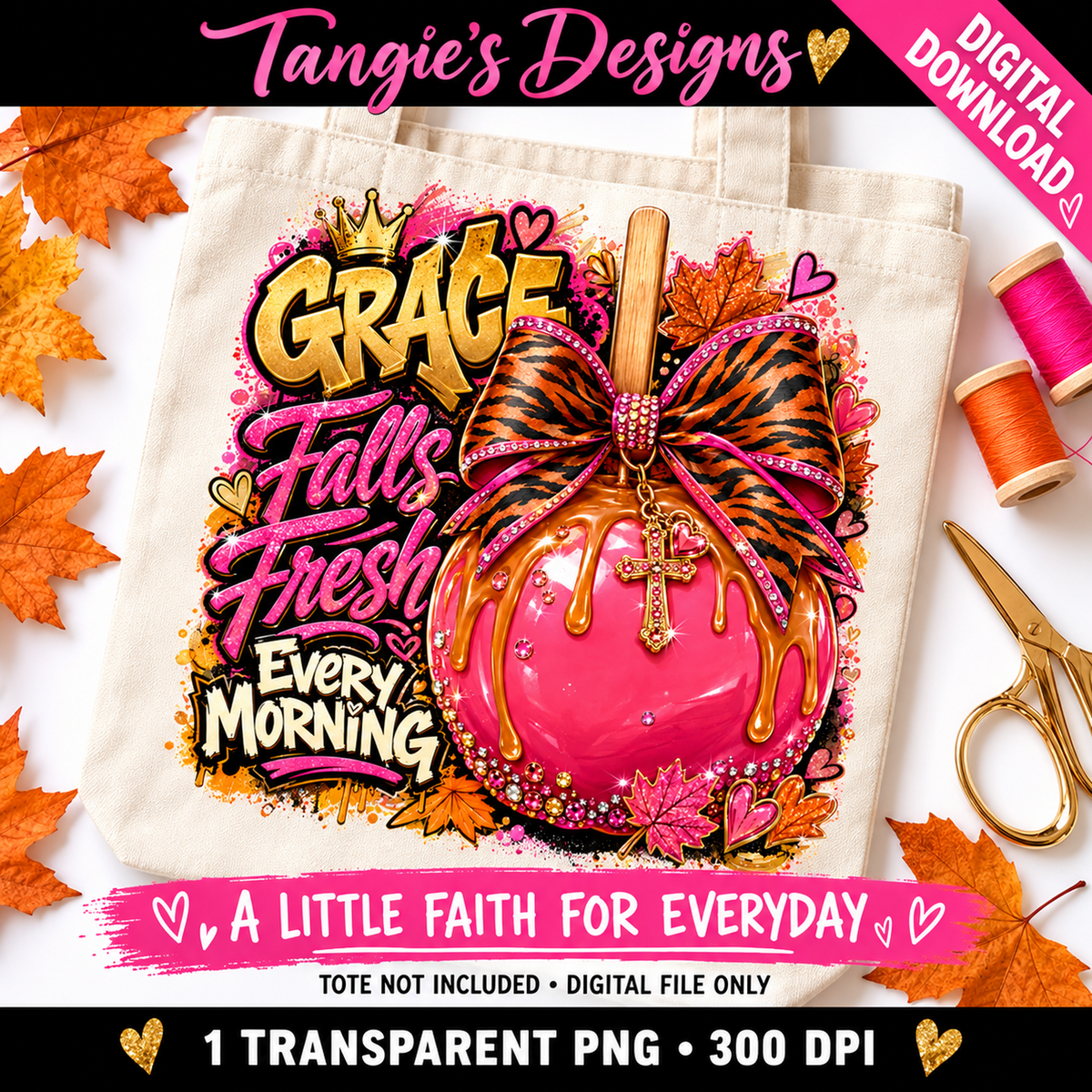 Christian Fall PNG – Grace Falls Fresh Every Morning, Fall Faith PNG
