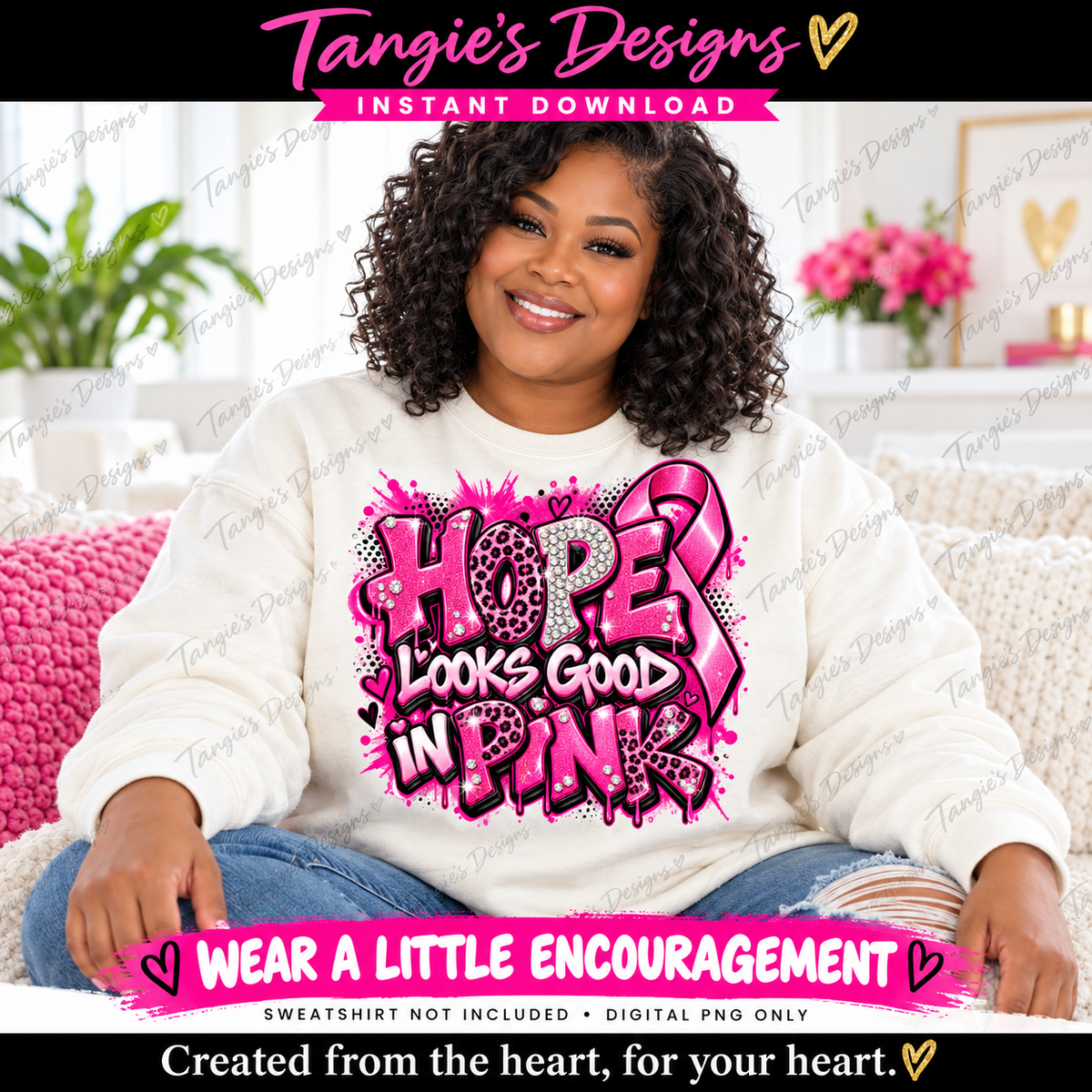 Breast Cancer Awareness PNG – Hope Looks Good in Pink, Pink Ribbon