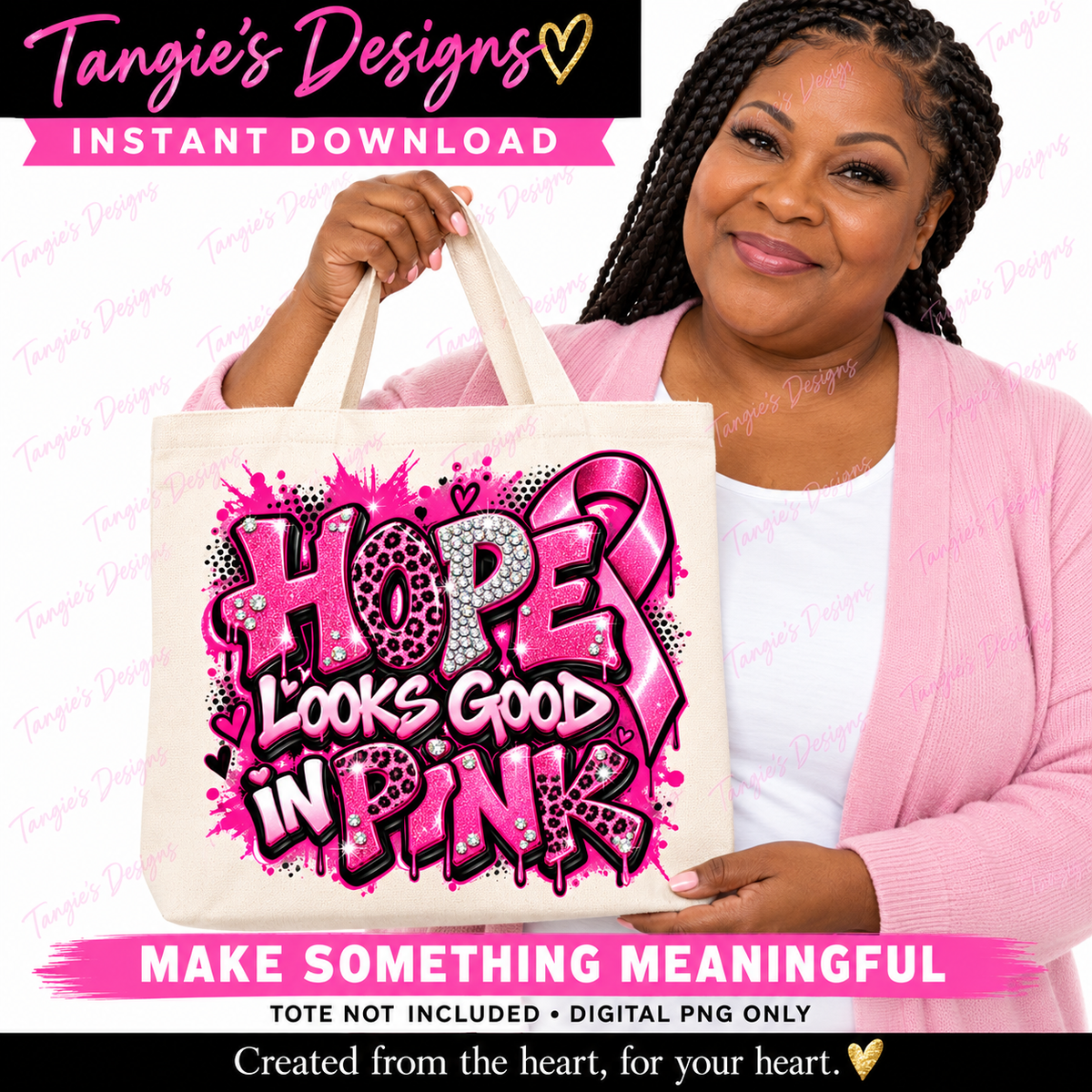 Breast Cancer Awareness PNG – Hope Looks Good in Pink, Pink Ribbon