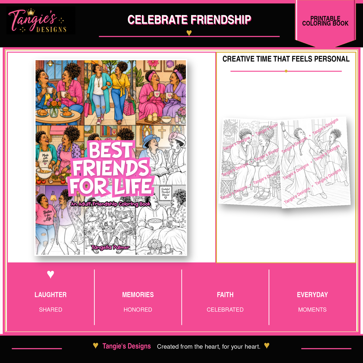 Best Friends For Life Printable Adult Friendship Coloring Book