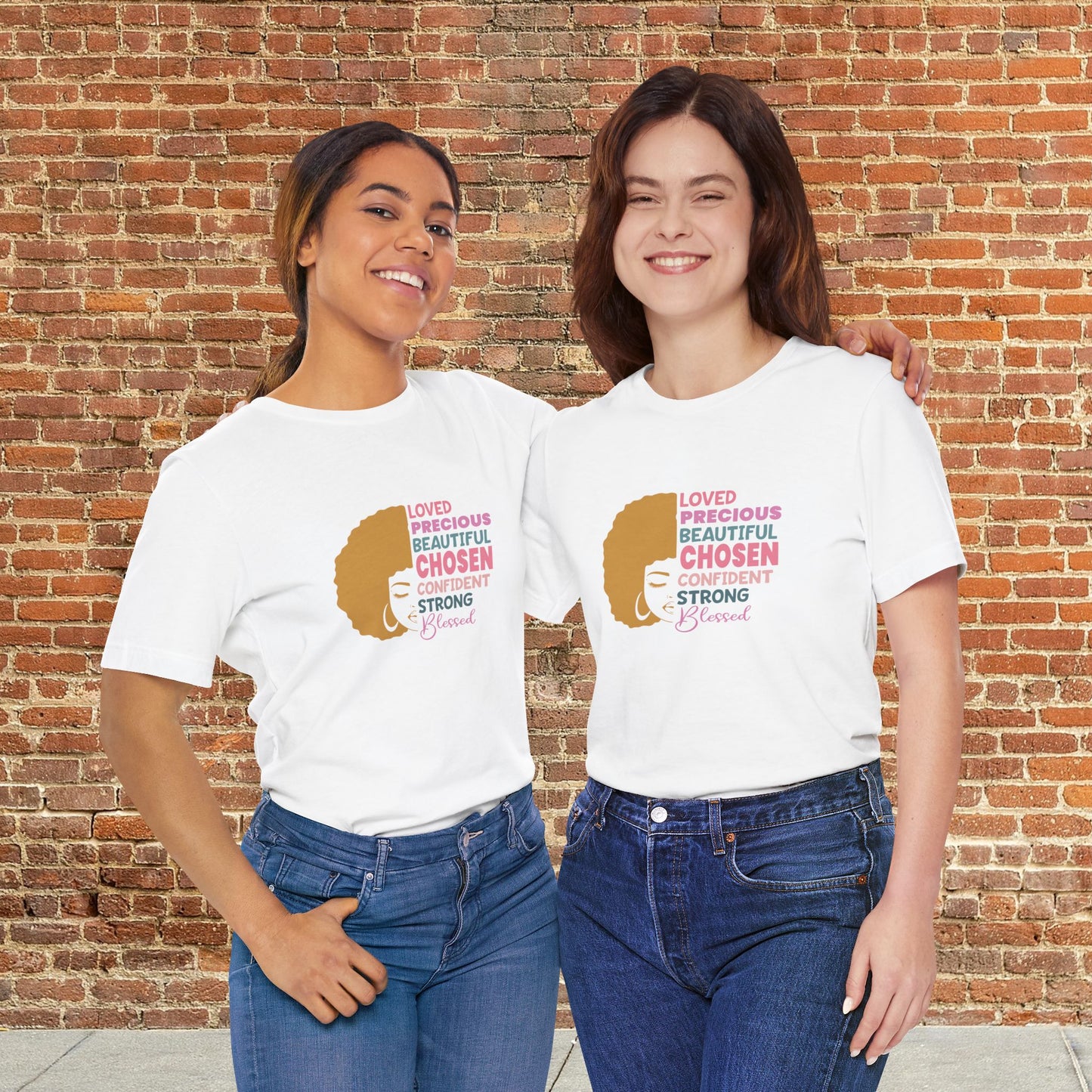 Affirmation Afro Tee – Loved, Chosen & Blessed