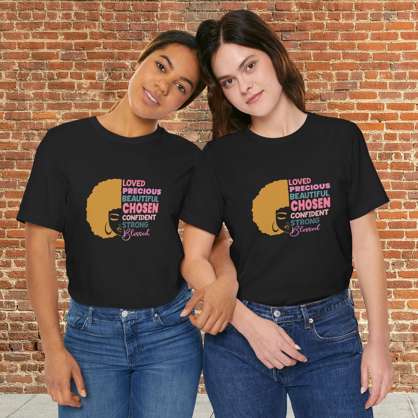 Affirmation Afro Tee – Loved, Chosen & Blessed
