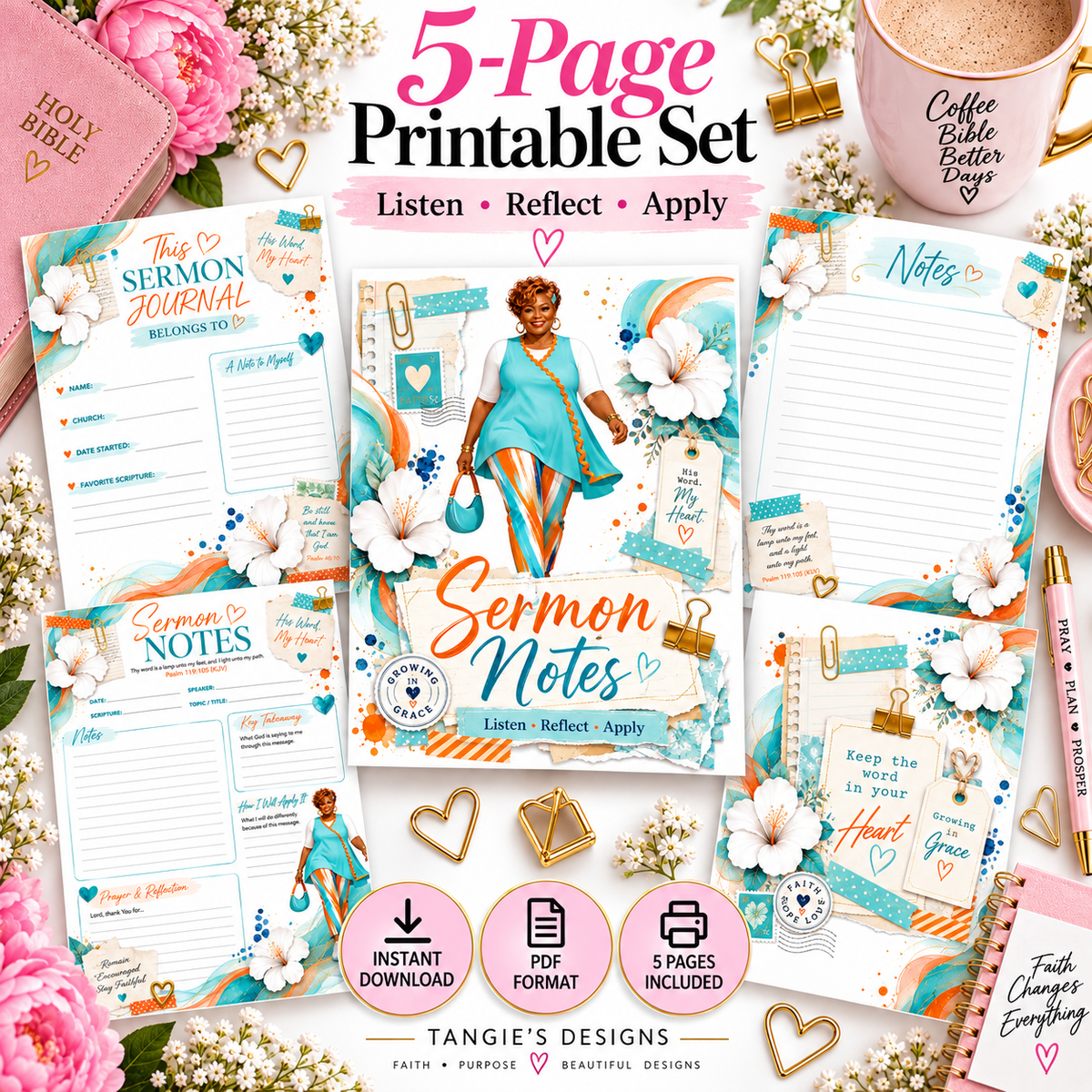 His Word, My Heart Sermon Notes Journal – Printable PDF