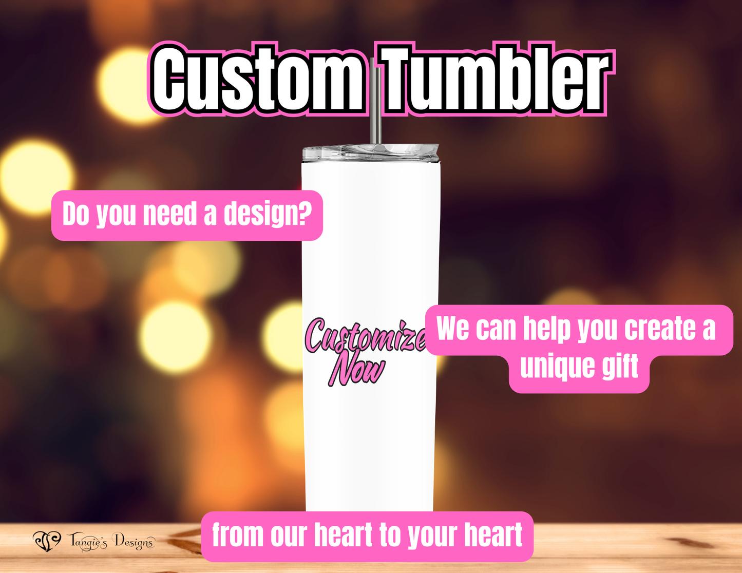 Custom Photo & Logo Tumbler – 20oz Stainless Steel with Straw